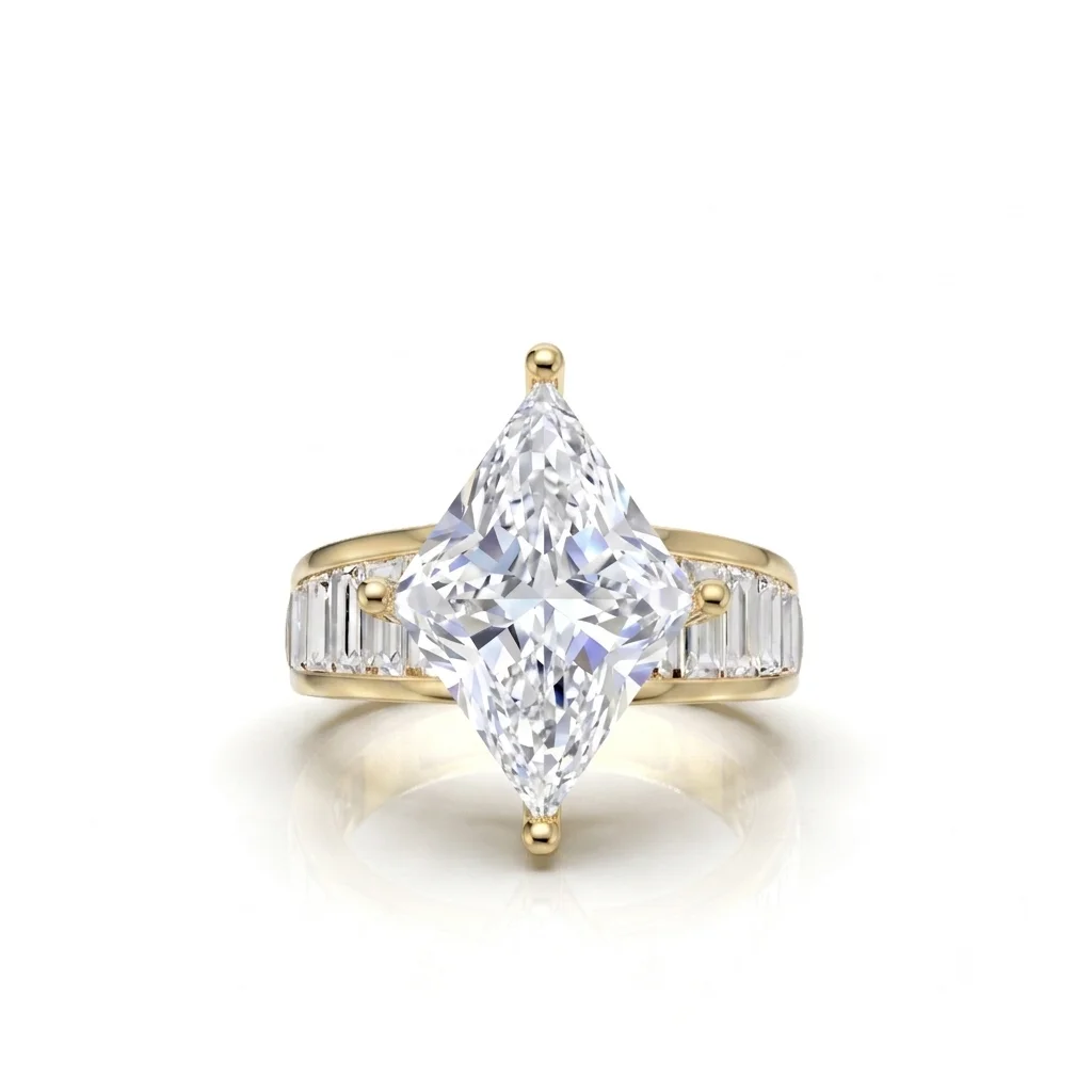 Lab Grown Diamond Ring, 14K Yellow Gold Ring, Lozenge Step Cut Ring, Engagement Ring, IGI Certified Diamond, G Color Diamond, VS1 Diamond, Luxury Engagement Ring, Women's Diamond Ring
