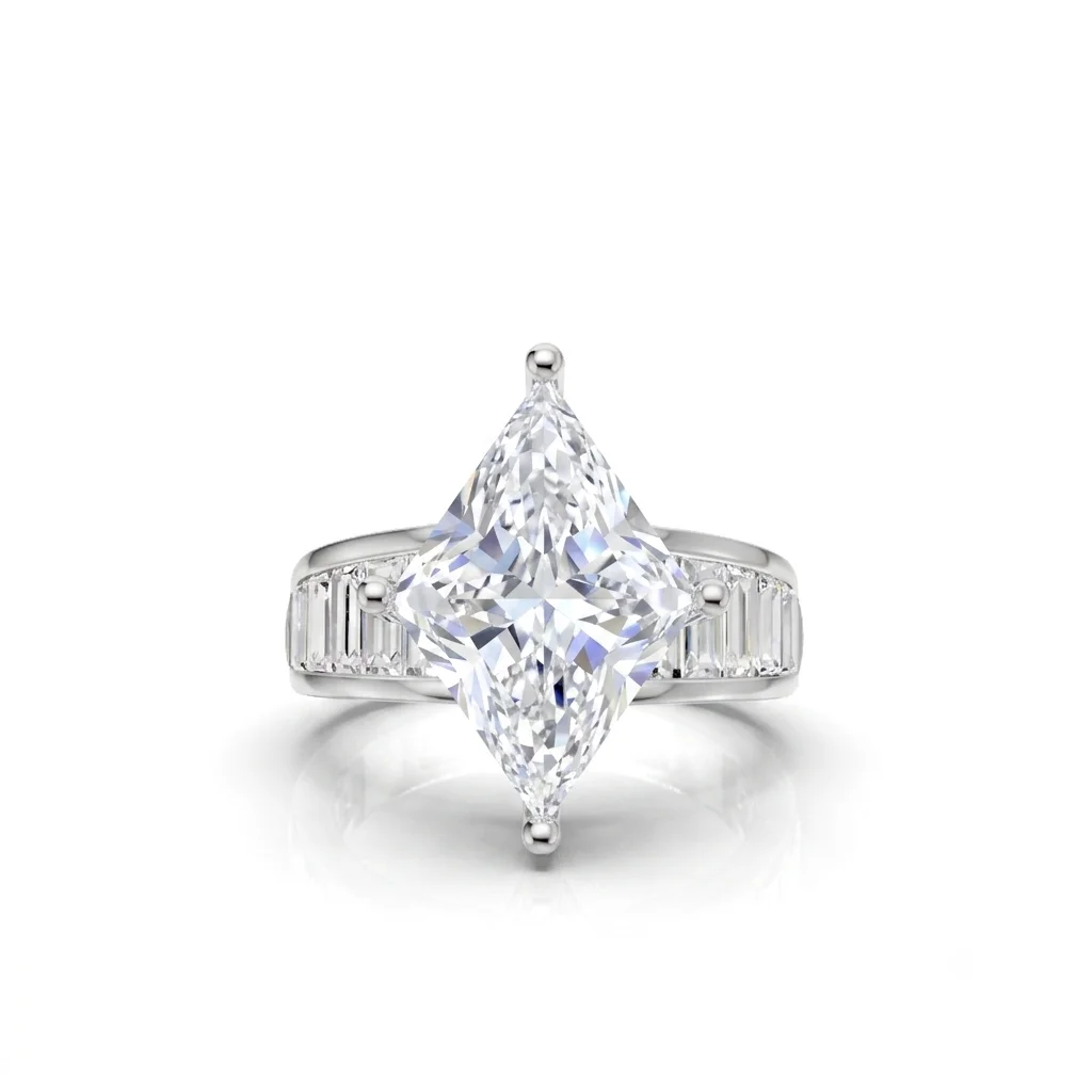 Lab Grown Diamond Ring, 14K White Gold Ring, Lozenge Step Cut Ring, Engagement Ring, IGI Certified Diamond, G Color Diamond, VS1 Diamond, Luxury Engagement Ring, Women's Diamond Ring